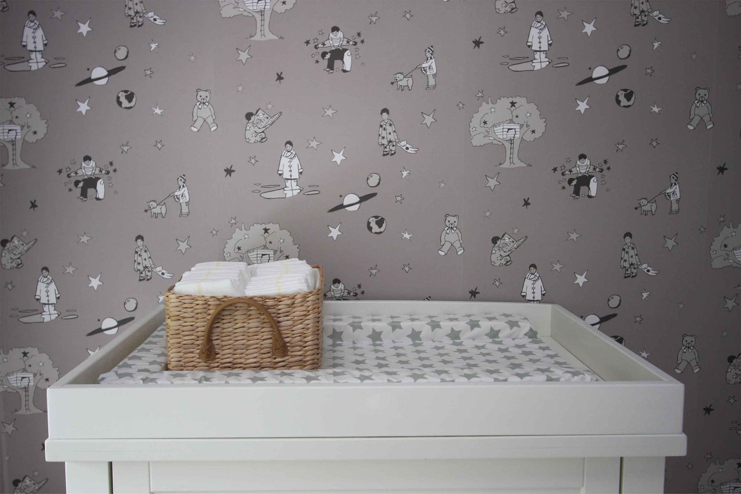 Once upon a star - Slate grey and white
