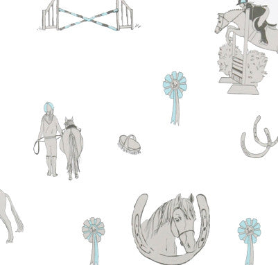 Horse Tales White, Turquoise and Grey