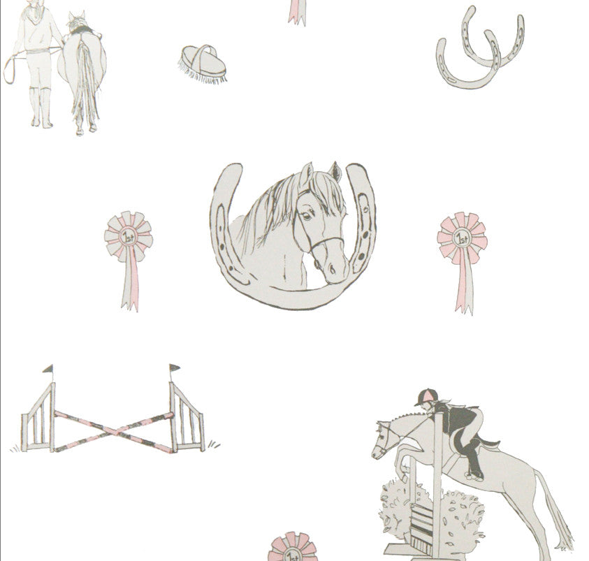 Sample - Horse Tales White/Pink and Grey