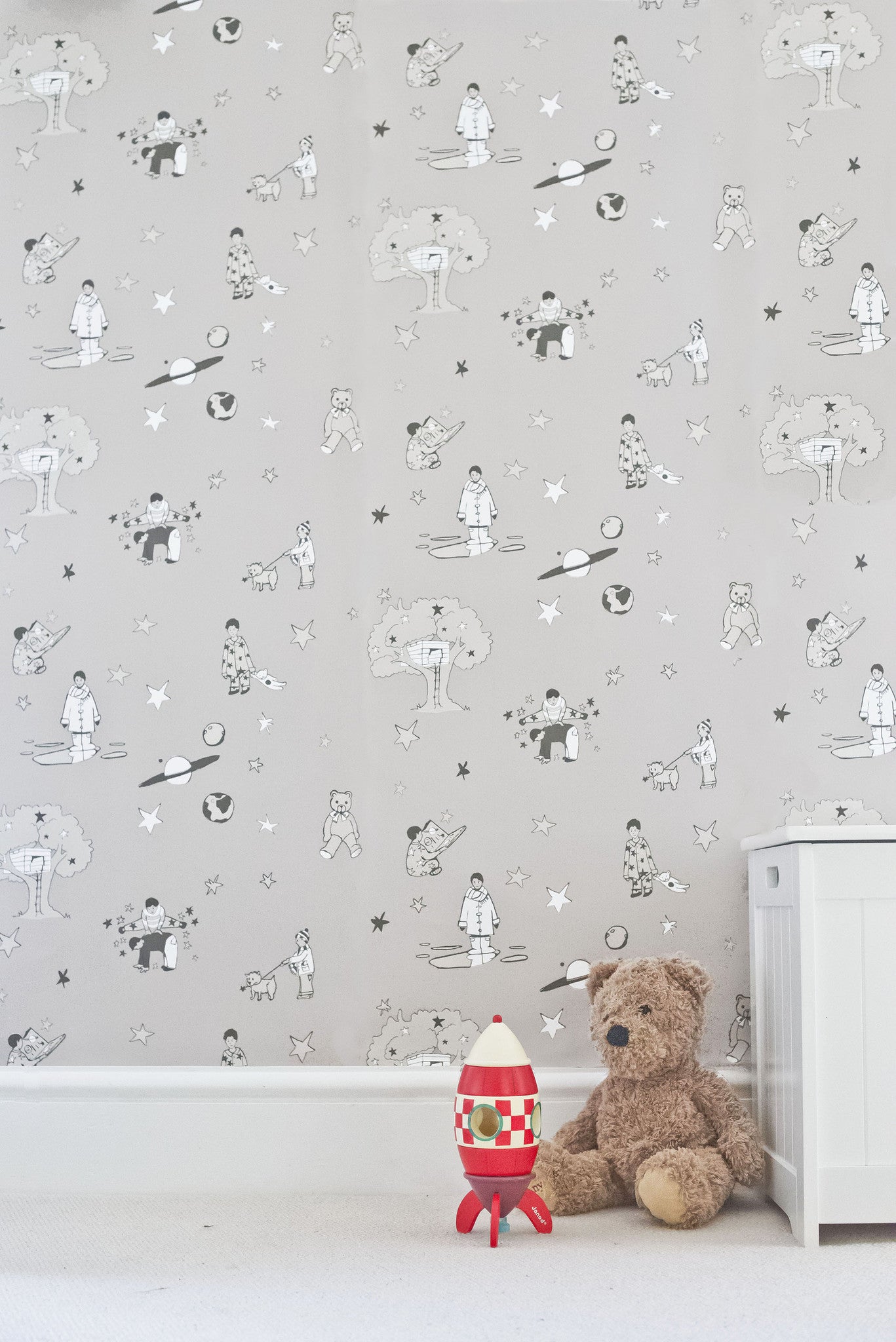 Once upon a star - Slate grey and white