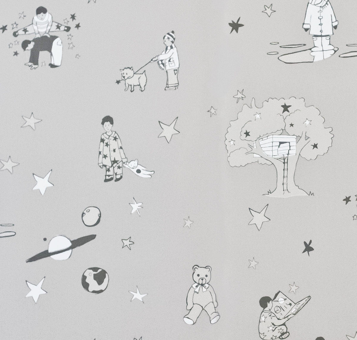 Once upon a star - Slate grey and white